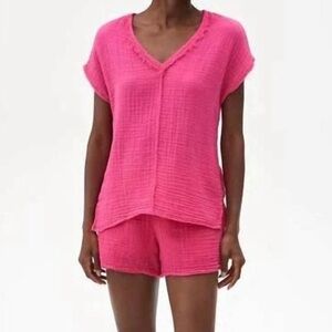 Michael Stars Peggy Double Gauze Women’s Azalea 🌺 Pink Shorts - Size XL EUC